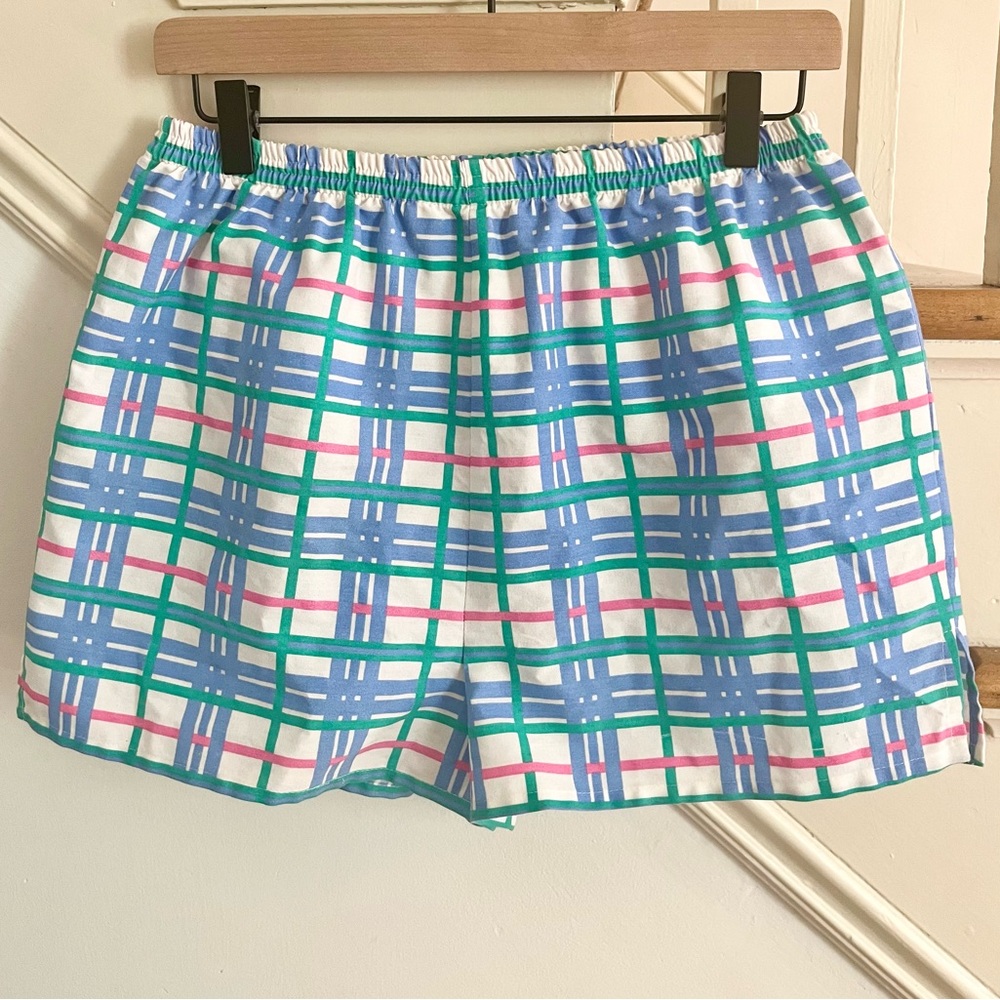 90s Vintage Women's Shorts in Blue and Green Plaid